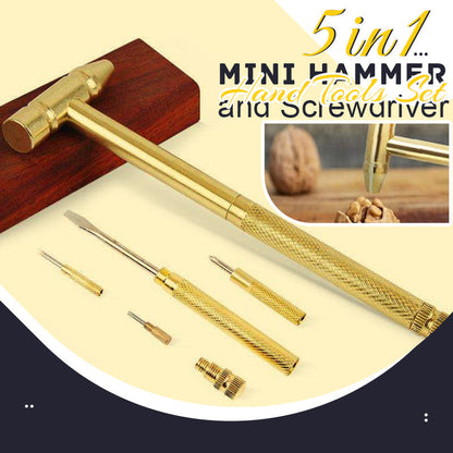 🎁Ideales Geschenk - 5 in 1 Mini-Hammer- und Schraubendreher-Handwerkzeug-Set💯💯💯