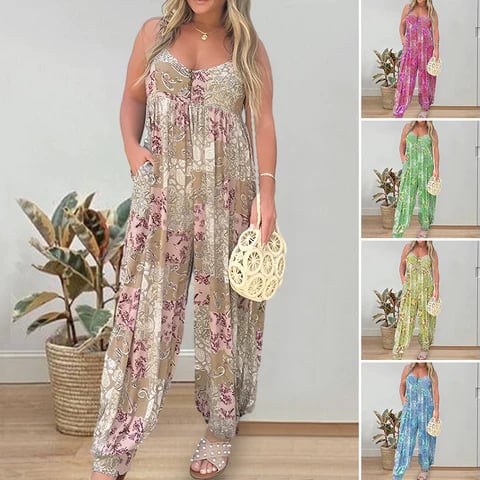 🔥Neu eingetroffen 50% Rabatt🔥Cooper Patchwork Druck Lose Jumpsuit