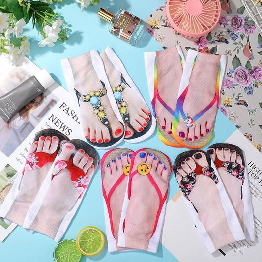 (Kaufen Sie 3 Sparen Sie 15%und kostenlosen Versand🔥) Frau Manicure Print Flip Flop Socken