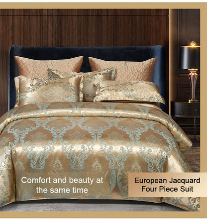 European Luxury Satin Jacquard 4-Piece Bedding Set